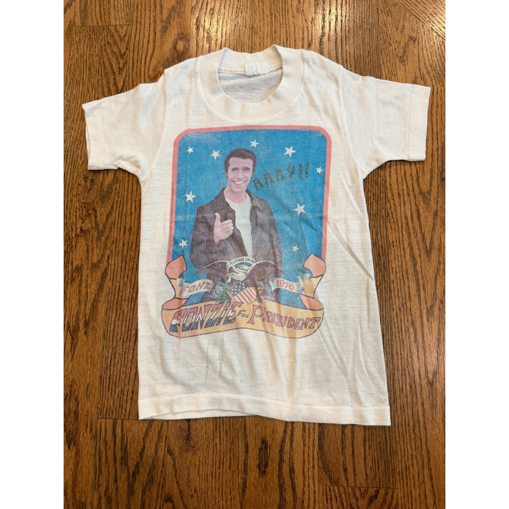 Vintage Paramount Fonzie for President Toddler 3T White Good 1976 Happy Days Tee